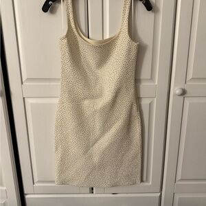 St. John Cream Sleeveless Bodycon Mini Dress